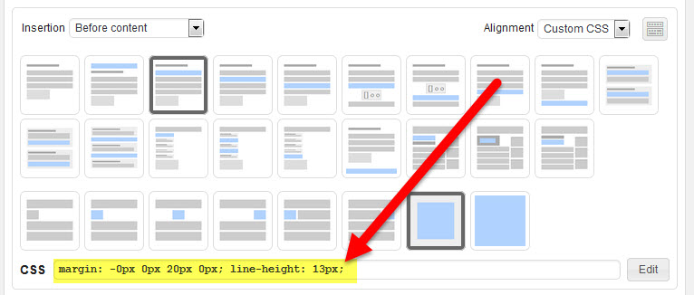 Custom CSS code in Ad Inserter plugin settings