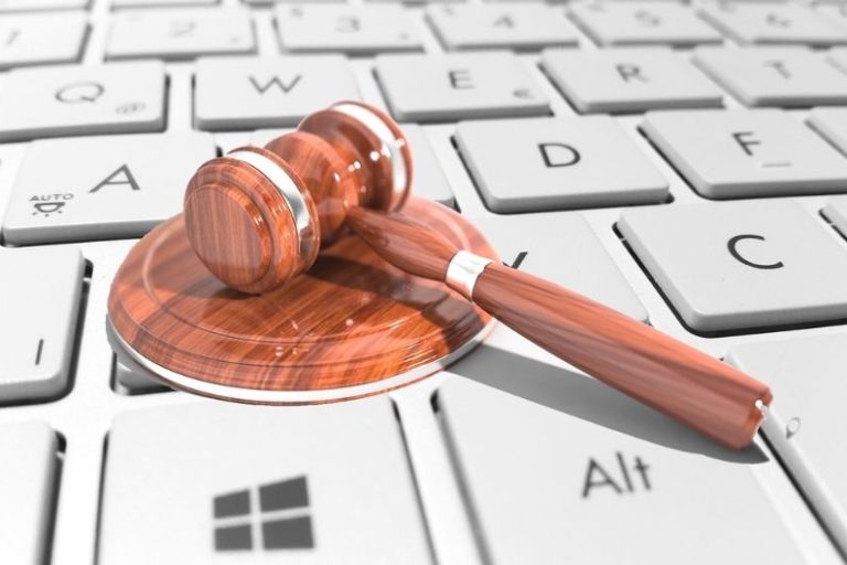 gavel on keyboard