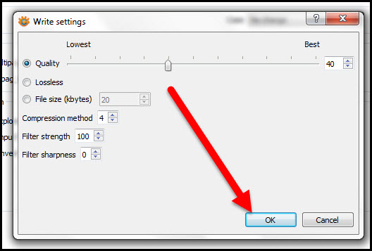 OK button on XnConvert Output Settings
