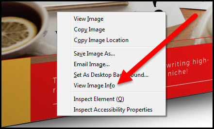 View Image Info Option in Pop Up Box