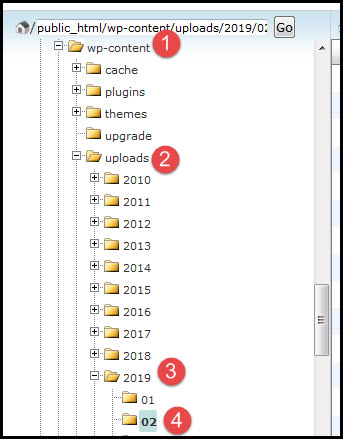 wp-contents uploads folder location in file manager