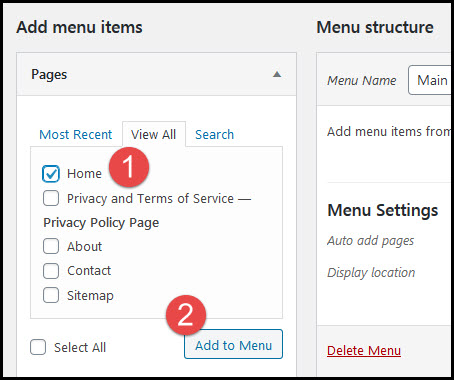 add home to menu button