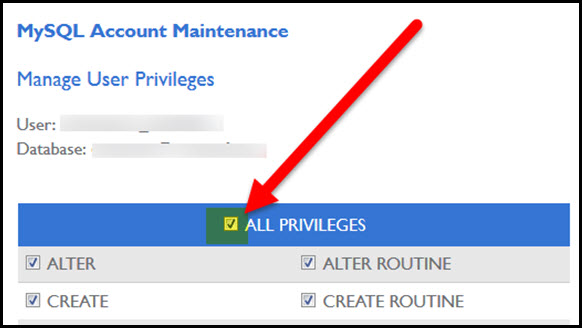 all privileges check box