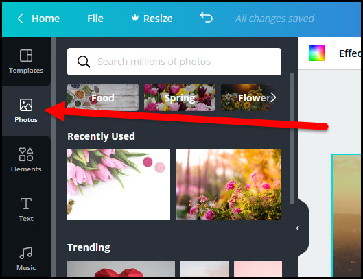 canva photos tab