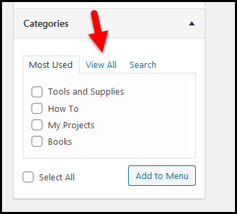 categories view all link