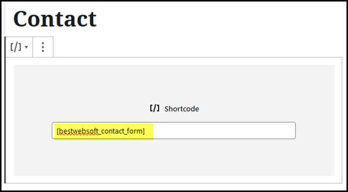 contact form shortcode