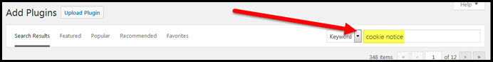 cookie notice plugin search