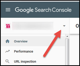 google search console drop down arrow