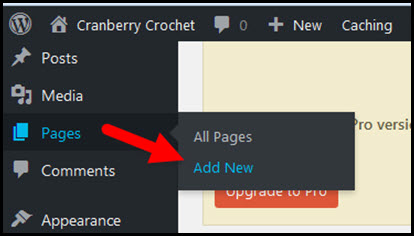 pages add new navigation