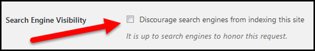 search engine visibility setting in wordpress