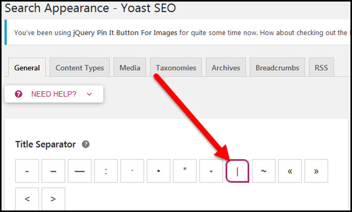 seo separator setting