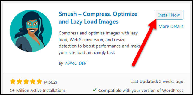 smush plugin install now button