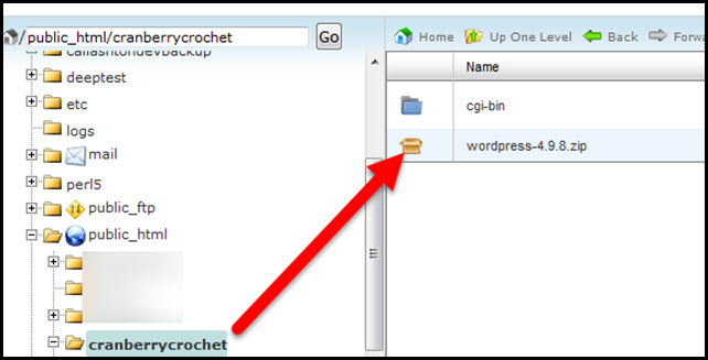 wordpress zip folder in root directory