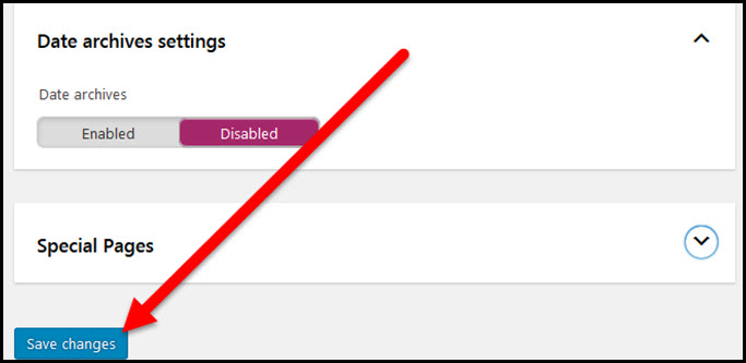 yoast seo date archives save changes button