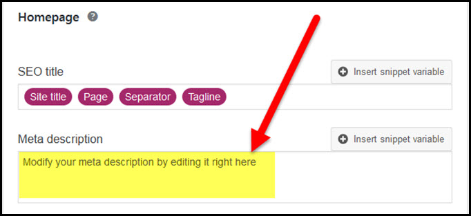 yoast seo homepage settings