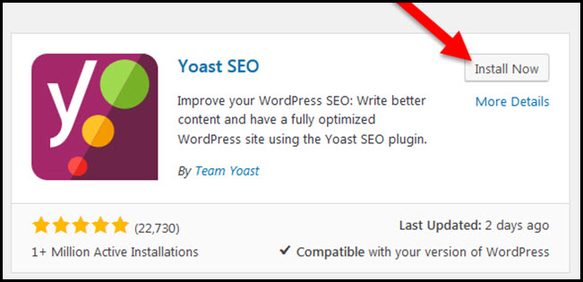 yoast seo install now button