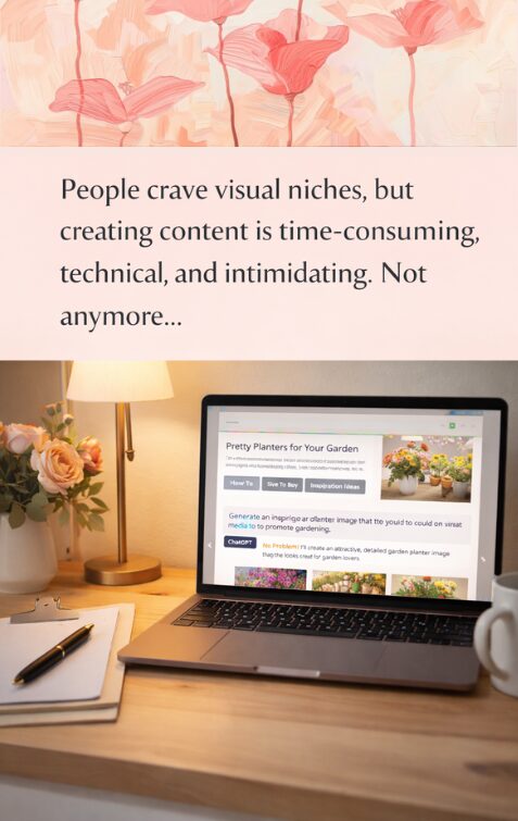 laptop on desk with flowers nearby