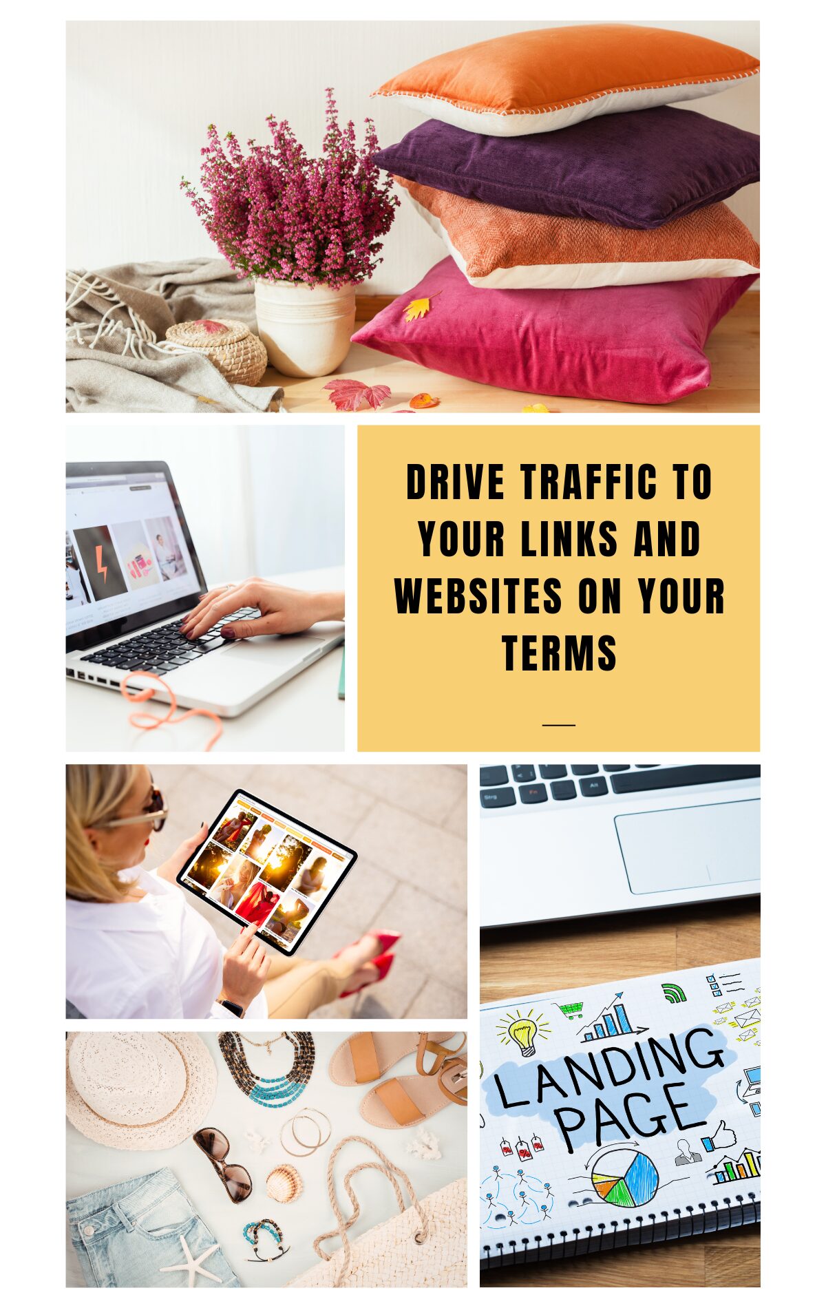 collage of home fashion and sales pages