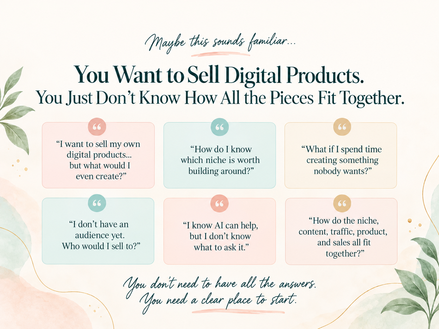 message says you want to sell digital products you just do not know how all the pieces fit together