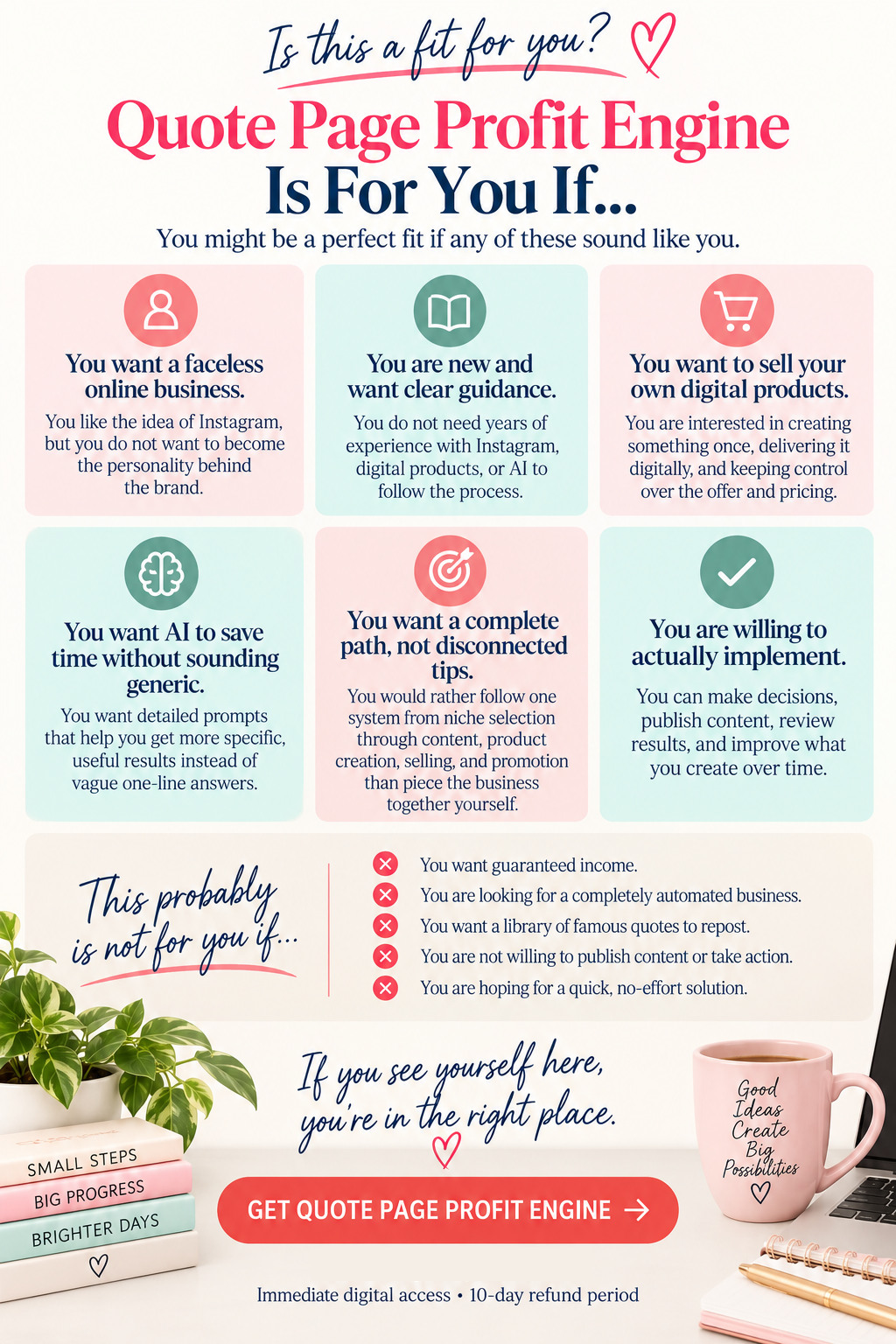 who is quote page profit engine for those who want faceless online business and to use AI